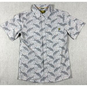Marsh Wear Ride The Tide Fish Print Shirt Mens Small Stretch Fishing Performance
